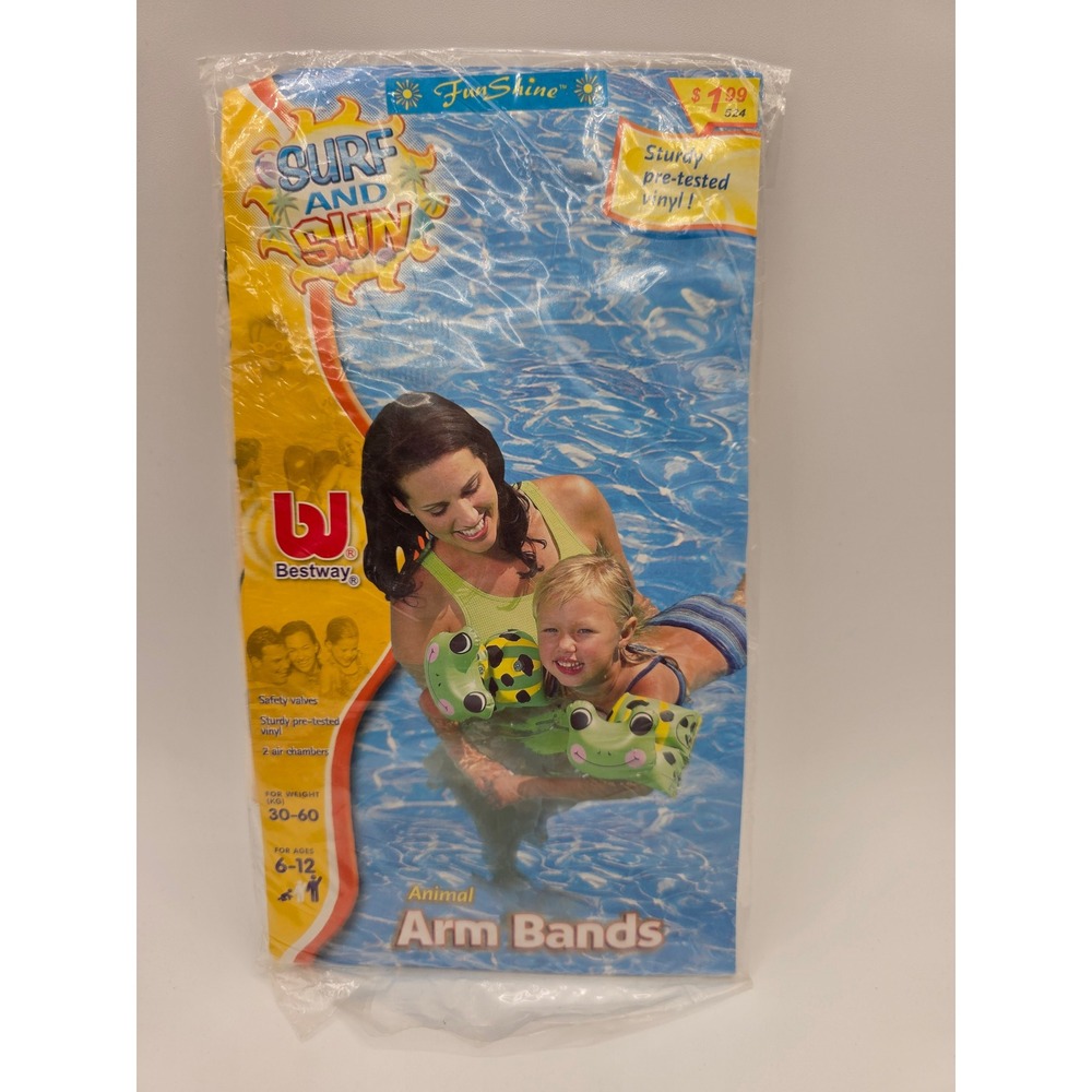 Vintage Bestway Surf and Sun  Kids Tiger Arm Bands Inflatable 6-12 Years Floatie